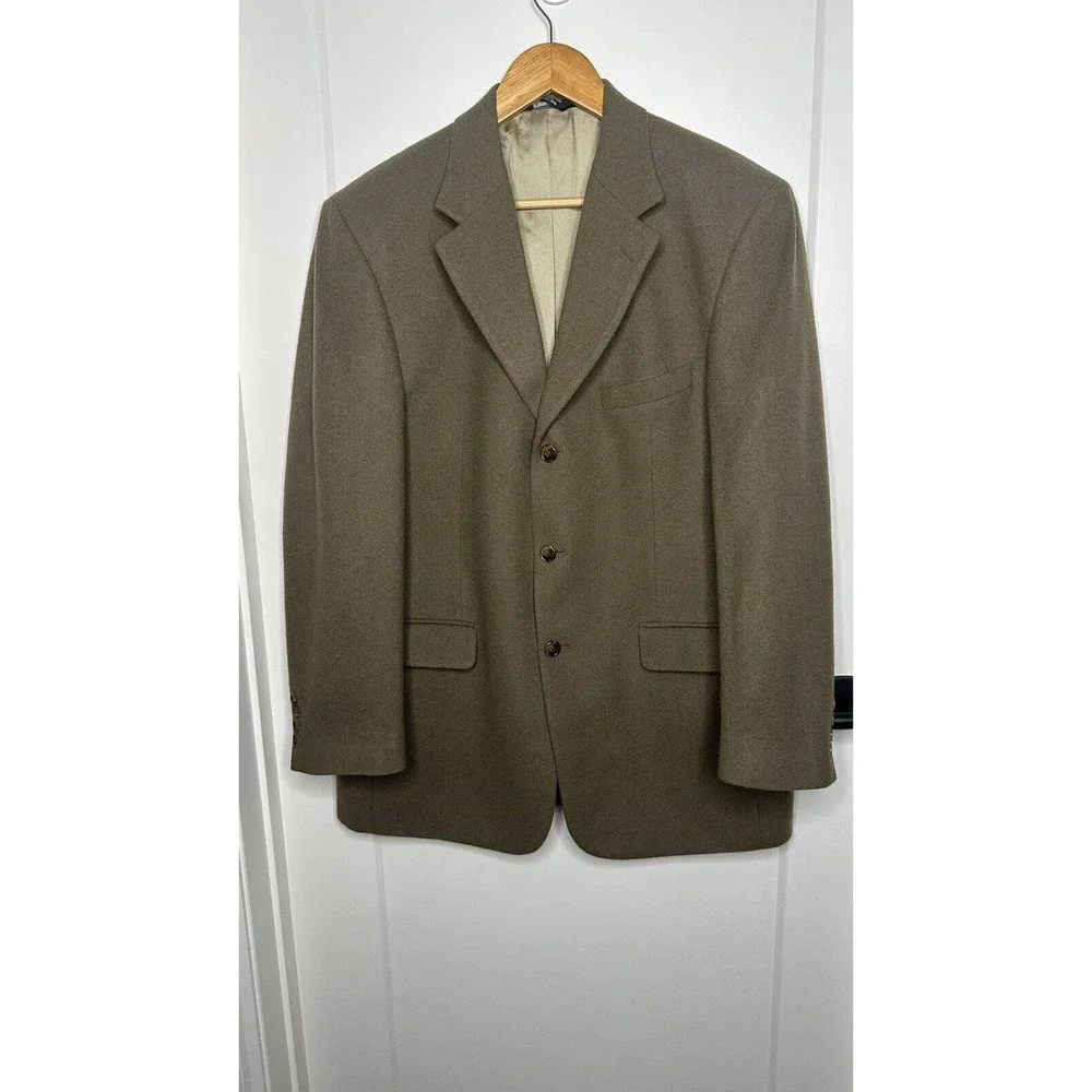 Bill Blass Vintage Blazer Sport‎ Coat Three Button Jacket Camel Hair 40R Casual